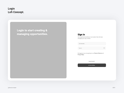 Low Fidelity Login Concept application login login design login form low fidelity sign in sign in form sign up form ui uidesign uiux web portal webdesign wireframe