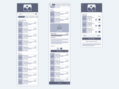 QR Cafe wireframes food mobile design mobile ui restaurant app wireflow wireframes wireframes design