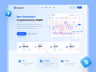 Cryptocurrency Wallet Landing Page bitcoin blockchain chart creative crypto exchange crypto wallet cryptocurrency dribbble graphs header landing page minimal statistics trendy ui ui design ux ux design web apps web design