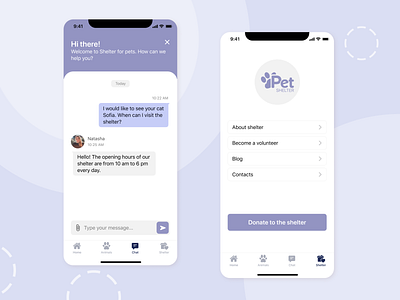 Mobile App - Pet Shelter app chat figma mobile pet photoshop shelter