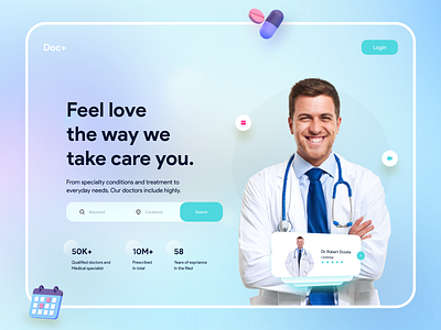 web explorations 🤘🏽 2021 clean ui glassmorphism health care web concept homescreen icon medical care medicine medicine logo minimal patient hospital online shot stay home corona ui ux vector web app design web explorations website concept website design