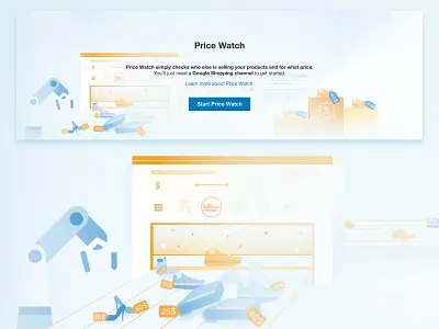 Price Watch Illustration books design ecommerce illustration interface manufacture robots screen shoes ui vector