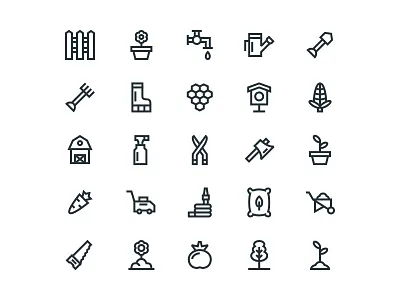 Garden icon set design design graphic garden icon icon design icon set iconography icons illustration outline ui vector