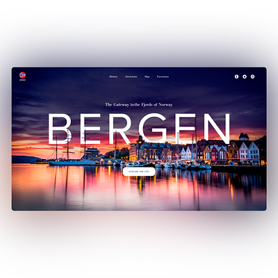 City Site - Bergen city city guide design desktop figma first screen norway screen ui ux