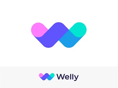 Welly | Logo concept for a weight loss app app branding colors concept design geometry identity ios letter logo mark marker minimal smart unused w web website welly