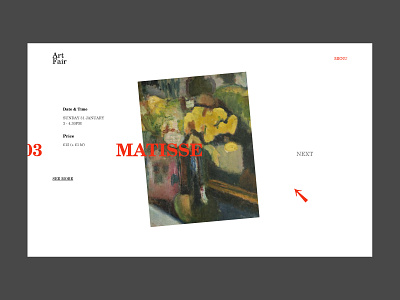 Landing page for Art fair arrow artfair design matisse minimal ui ux