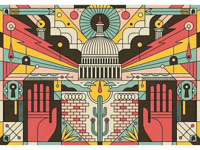 America digital editorial folioart graphic illustration line muti politics texture