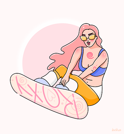 Snowboarding Girl ads branding character design illustration pink roxy snowboard woman