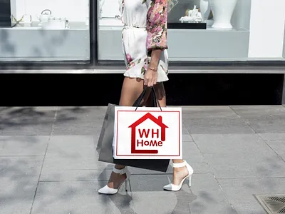 W.H HOME business design house illustrator logo shop shopping vector