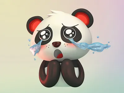 3D Panda Emote Sticker 3d 3d art 3d characters character design cute illustration kawaii sticker