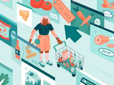 Washington Post Illustration art direction character flatdesign illustraion illustration online shopping pandemic vector