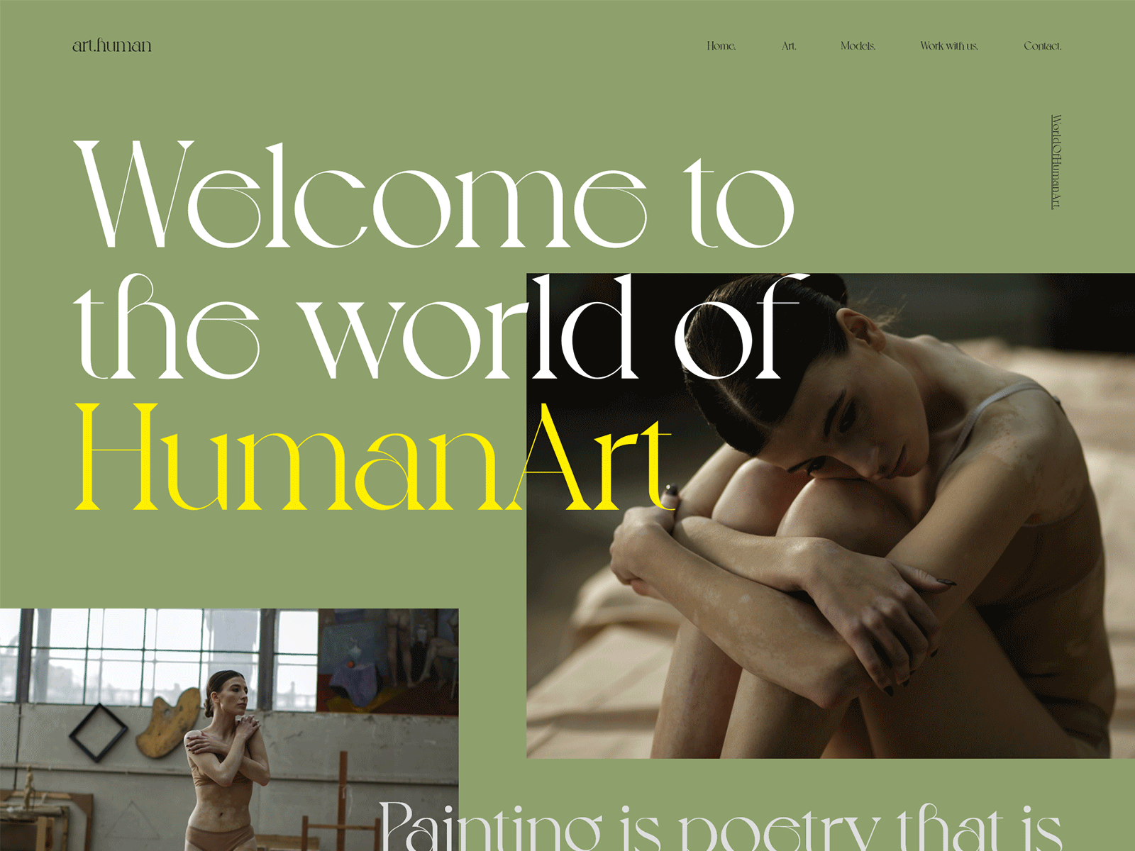 Human art website adobe xd adobe xd design art clean design landing page landing page design modern ui uidesign uiux ux website website design