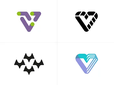 logo v fun brand design fun gradient letter line logo logotype minimal monogram