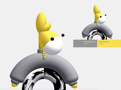 3d character in Pantone 2021 colors 3d 3d art characterdesign grey pantone2021 yellow