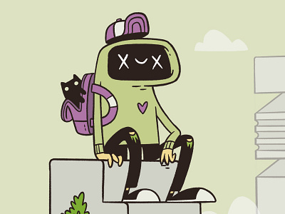 Boy and His Kitty 80s blake stevenson cartoon cat character design converse cute happy heart hip hop hipster illustration jetpacks and rollerskates lo fi pet retro skull ui ux webdesign