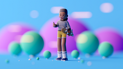 Skater boy c4d cartoon character characterdesign cinema 4d design game design illustration lowpoly octane