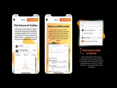 The Future of Specialty Coffee blur coffe gradients mobile mobile design mobile ui startup ux