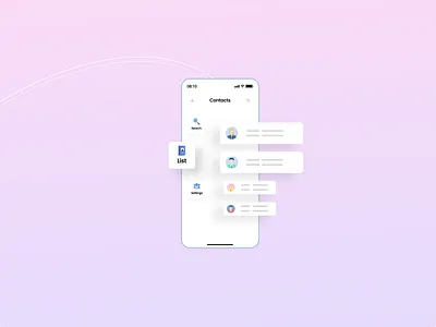 CONTACT LIST app branding cards clean colors concept contact contactlist dailyui figma flat list new shadows trending typogaphy ui uiux ux vector