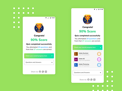 Questionnaire result screen adobexd android app app design design designer ios mobile app mobile app design mobile design mobileui questionnaire quiz result results screen uidesign uidesigner uidesigns xd design