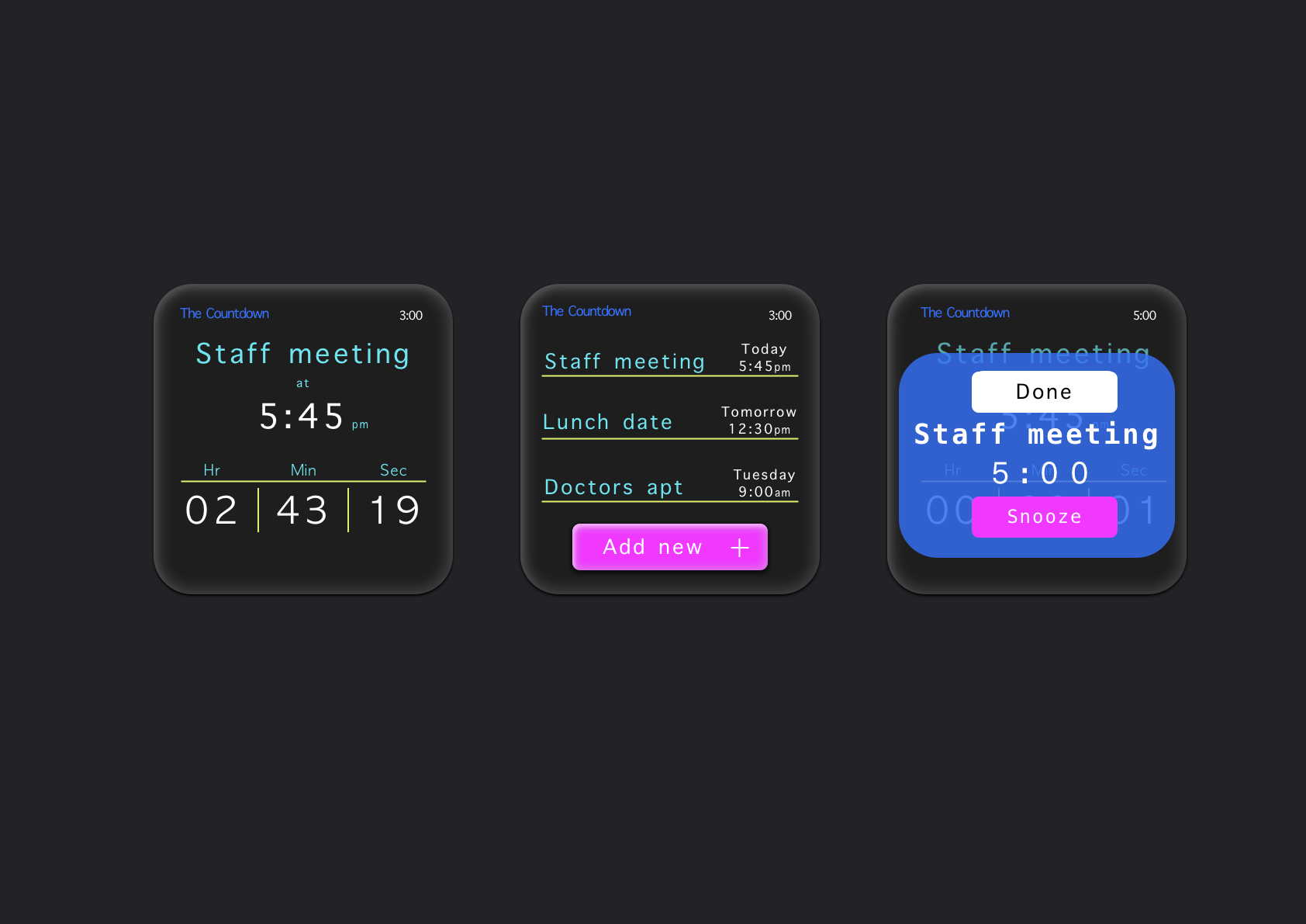 Example of Timer/alarm