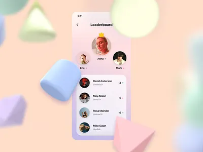 Leaderboard 3d app blur concept daily ui dailyui game geometric leader leaderboard mobile mobile ui rankings ratings ui ui ux ux