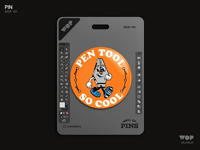 WOP 011 adobe badgedesign cool design illustration logo pentool photoshop pinbutton typography vector wallofpins