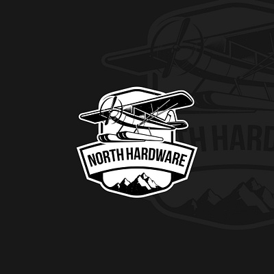 North hardware adventure airplane black white mountain sky sticker