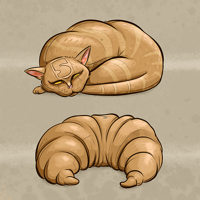 Cat Croissant cat character characterdesign croissant design illustration illustrations illustrator photoshop texture vector