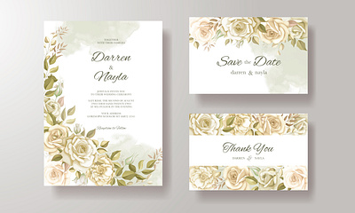 Wedding invitation card background card design elegant floral flower frame invitation template vector