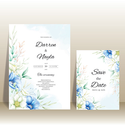 Wedding invitation background card design elegant floral flower frame invitation template vector