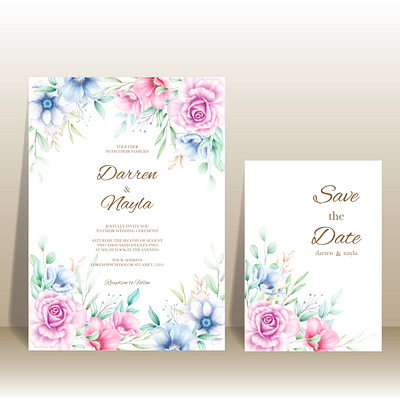 Elegant wedding invitation card background card elegant floral flower frame invitation nature template vector