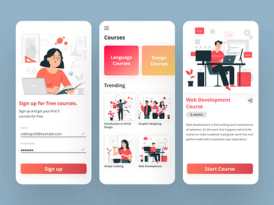 Online Courses App 100daychallenge app courses dailyui dailyui10 dailyui11 dailyui12 dailyuichallenge design education education app junior minimal ui ux