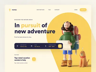 Travel Web App ⛺ destination discover homepage search bar travel travel app travel search trip trip planner website