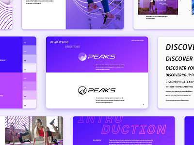 Peaks Brand Style Guide brand design brand guidelines brand identity branding energy fitness health identity identity design logo sine wave sports style guide tech logo