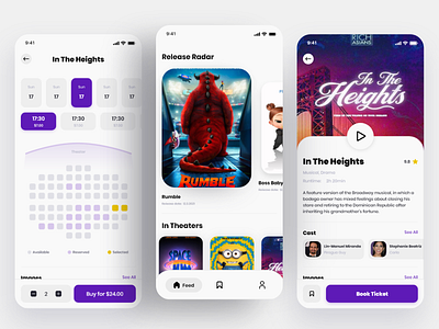 Movie Tickets App booking cinema mobile ui movie movie app movie poster tickets uidesign uiux design