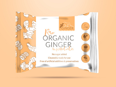 Logo and Packaging Concept designs for a natural ginger brand adobe illustrator cc brand branding design ginger icon illustration label logo logo concept minimal natural natural logo orange organic organic food packaging packaging concept typography vector