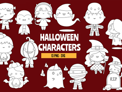 Doodle Halloween Character Coloring