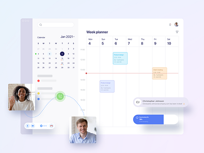 Week planner calendar calendar ui card design download interface minimal planner app product sergushkin sergushkin.com ui ux videocall