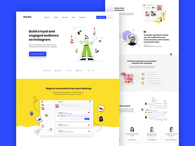 Buffer Engagement buffer customer engagement customers engage illustration instagram instagram post landing page product small business social media tool ux website