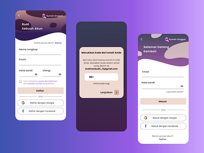 Sign Up & Sign In account create account daftar email login login form login page masuk mobile app mobile ui password sign in sign in form sign in page sign up sign up form sign up page ui ux verification code