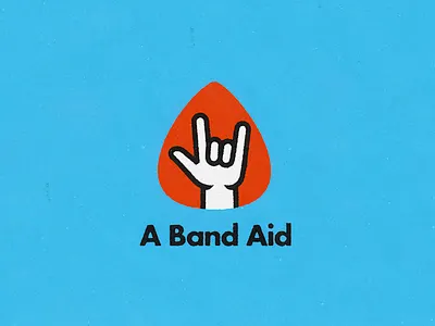 A Band Aid Logo aid benefit hand music pick rock sign language support
