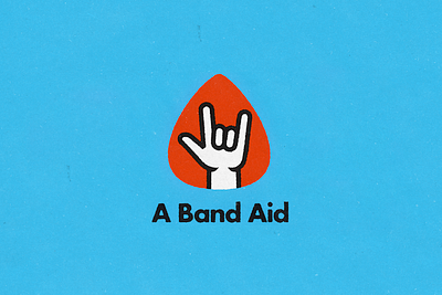 A Band Aid Logo aid benefit hand music pick rock sign language support