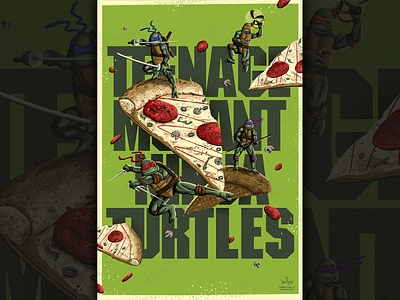 Cowabunga Dudes! Teenage Mutant Nina Turtles alternative movie poster geek art heroes in a half shell illustration leonardo michaelangelo ninja turtles pizza pop culture poster raphael teenage mutant ninja turtles