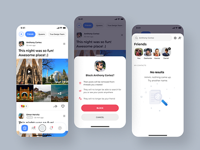 Blocklist flow design block blocklist healthy healthy community mobile ui search search results social social app social media socialmedia trustable trustworthy uiux