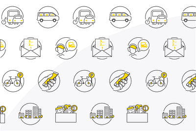 Icon Board: Transit-themed branding color design color palette design design art flat graphicdesign graphics icon artwork icon design icon pack icon set iconography illustration illustrator modern design playful icons transit