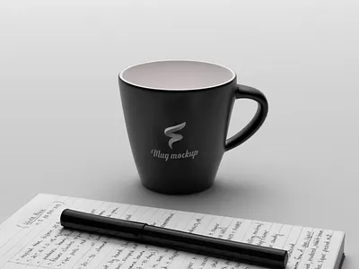 Coffee Cup Mockup With Notebook branding coffee design download free freebie illustration logo mockup mockups mug psd