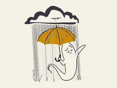 10 Scattered aughost aughostus gloom character character design cloud design ghost gloomy illustration midcentury procreate rain retro scattered showers vintage women in illustration