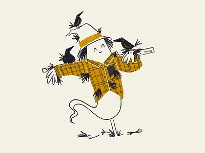 23 Crow aughost aughostus gloom character character design crow design ghost illustration midcentury procreate retro scarecrow vintage women in illustration