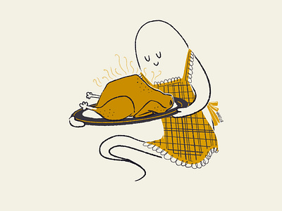 12 Roast aughost aughostus gloom character character design design ghost illustration midcentury procreate retro roast rockwell thankful thanksgiving vintage women in illustration