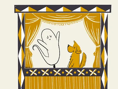 11 Puppet aughost aughostus gloom character character design design dog ghost illustration midcentury procreate puppet retro show vintage women in illustration